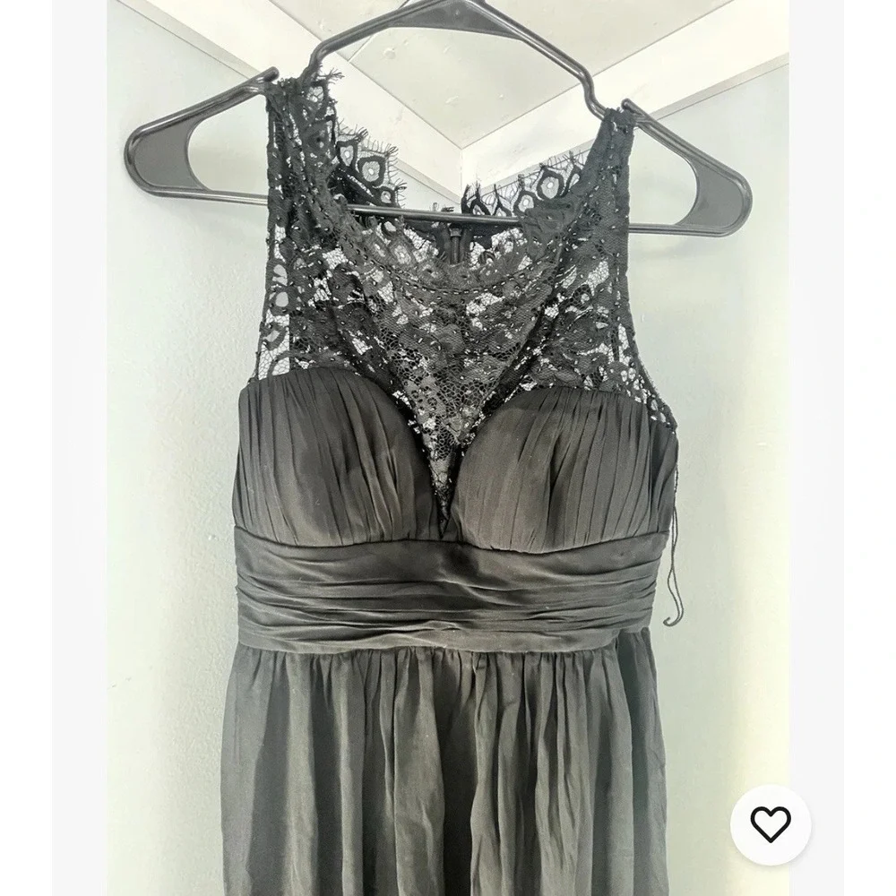 NWT black Aidan Mattox Embellished Lace & Silk Chiffon Formal‎ Gown size 8